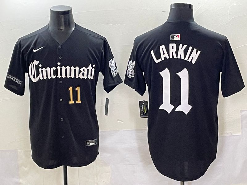 Men 2025 Cincinnati Reds #11 Larkin Black Five generations Joint Name Nike MLB Jersey style 10->cincinnati reds->MLB Jersey